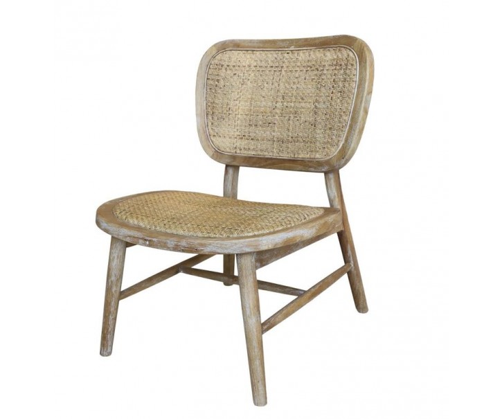 Přírodní dřevěné křeslo s výpletem Lounge - 60*62*78 cm Chic Antique