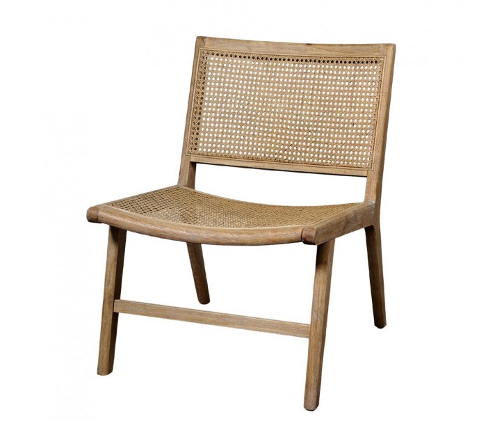 Přírodní dřevěné křeslo s výpletem Lounge French chair - 57*62*79 cm Chic Antique