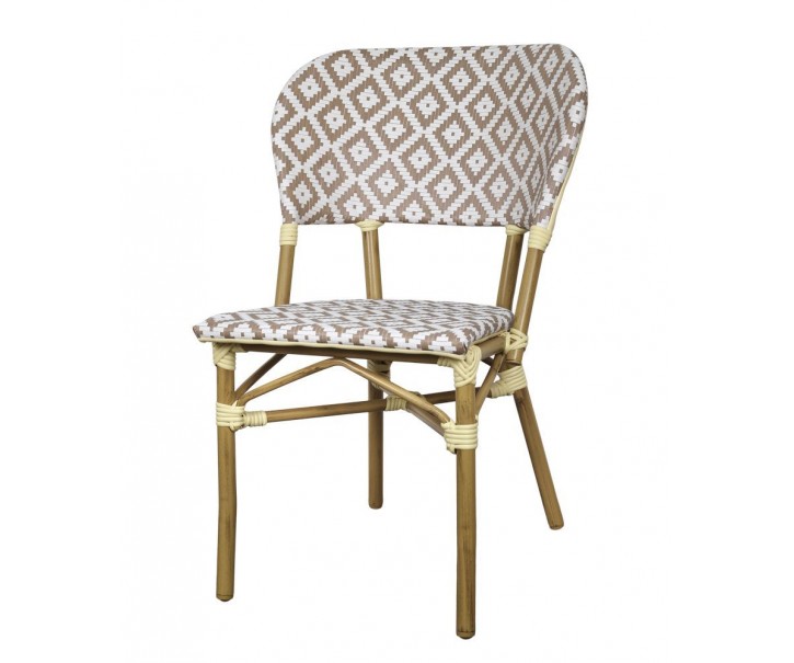 Venkovní latté bistro židle La Rochelle s výpletem - 62*53*82 cm Chic Antique