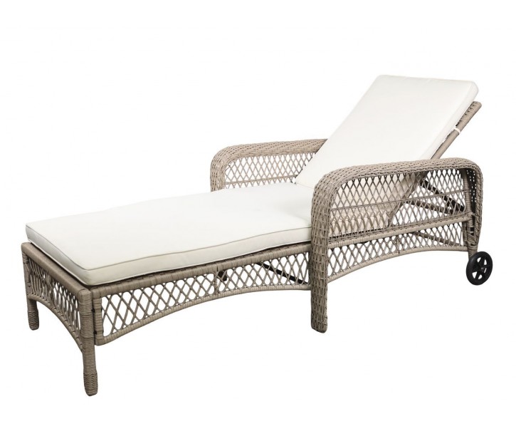 Zahradní lehátko s výpletem a kolečky La Riche - 185*80*55 cm Chic Antique