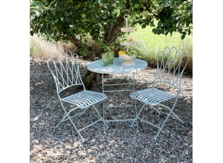 Modrý zahradní bistro stůl a 2 židle La Mointré - Ø 70*75 / 2x 42*55*93cm