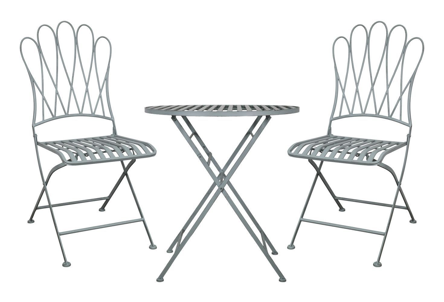 Modrý zahradní bistro set stůl a 2 židle La Mointré - Ø 70*75 / 2x 42*55*93cm