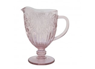 Růžový skleněný džbán se vzorem Saint-Émilion - 13*21,5 cm / 1000 ml