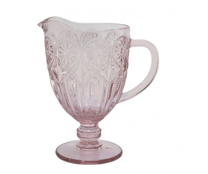Růžový skleněný džbán se vzorem Saint-Émilion - 13*21,5 cm / 1000 ml Chic Antique