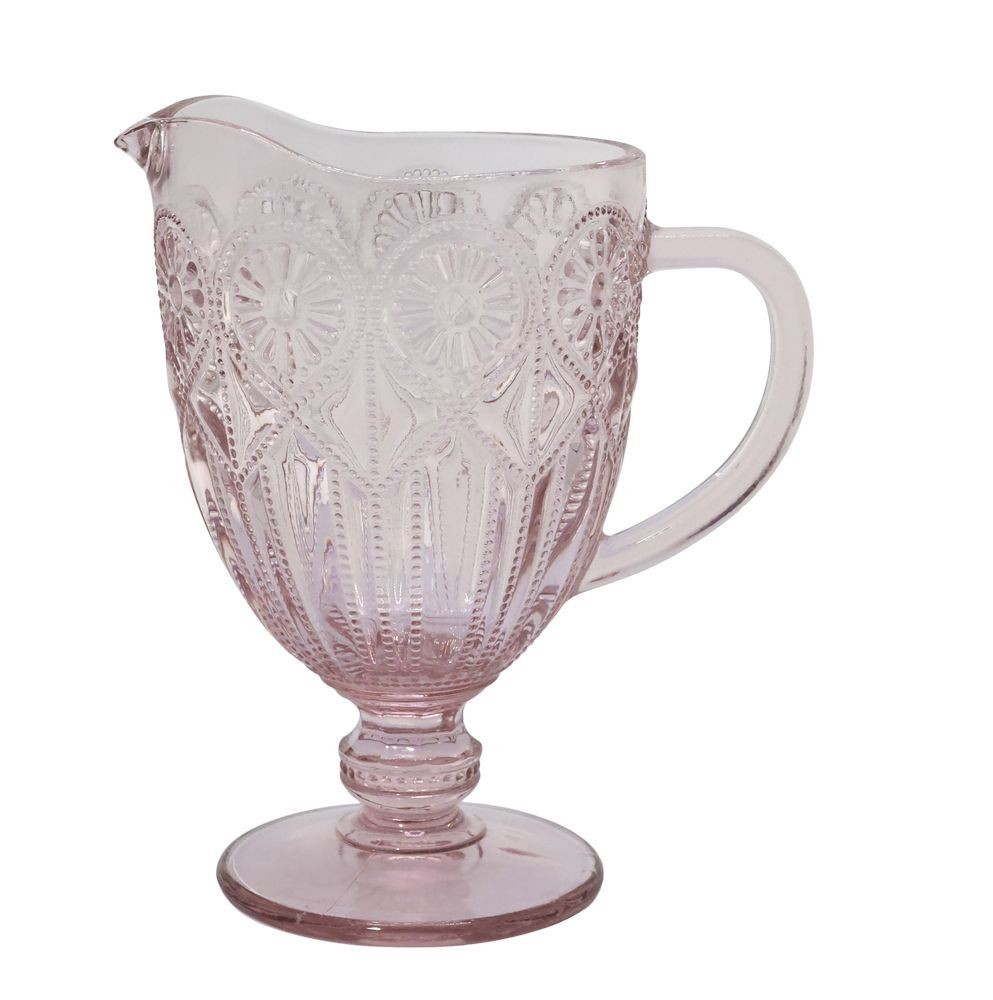 Růžový skleněný džbán se vzorem Saint-Émilion - 13*21,5 cm / 1000 ml