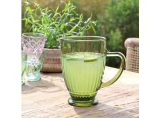 Zelený skleněný džbán s vroubky Saint-Émilion - 12*20 cm / 1000 ml