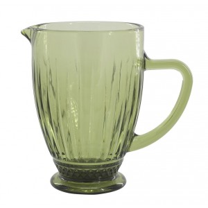Zelený skleněný džbán s vroubky Saint-Émilion - 12*20 cm / 1000 ml