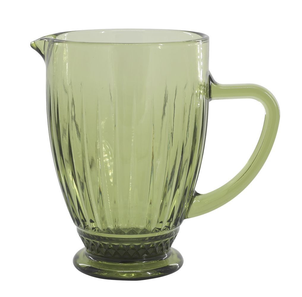 Zelený skleněný džbán s vroubky Saint-Émilion - 12*20 cm / 1000 ml