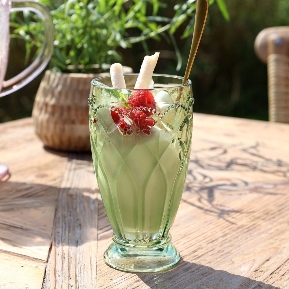 Zelená vysoká sklenička na drink Saint-Émilion - Ø 8*15 cm / 350ml