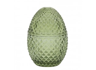 Zelená skleněná dóza vajíčko Saint-Émilion - Ø 8*12 cm 