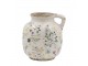 Béžový antik keramický džbán s květy Cavaillon - 13*13 cm Chic Antique