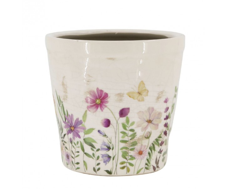 Béžový antik keramický obal květináč s květy Avignon L - Ø 21*19 cm Chic Antique