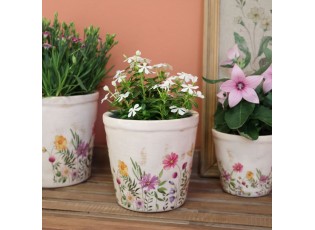 Béžový antik keramický obal květináč s květy Avignon S - Ø 11*10 cm