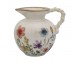 Béžový antik keramický džbán s květy Fleurville - 20,5*18,5 cm Chic Antique
