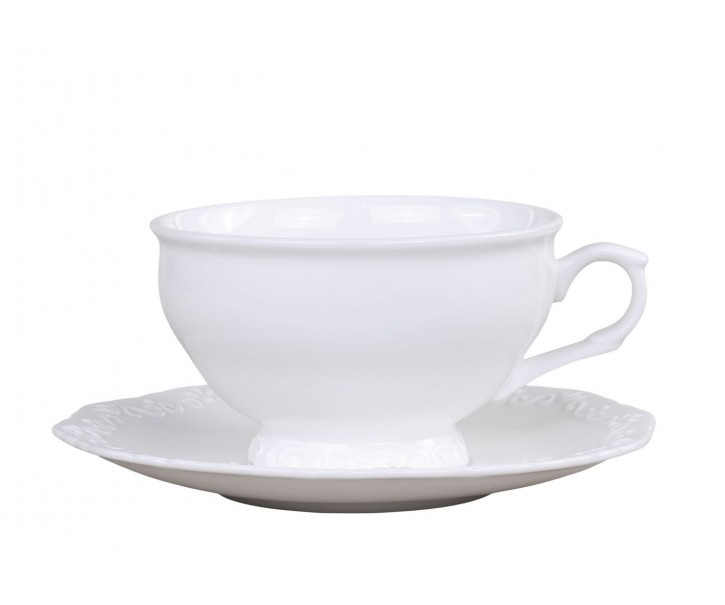 Porcelánový šálek s podšálkem na čaj Provence lace - 12cm / 350ml Chic Antique