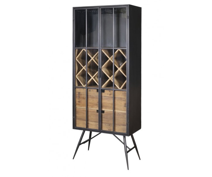 Černá komoda vinotéka Larisse - 65*36*170 cm Chic Antique