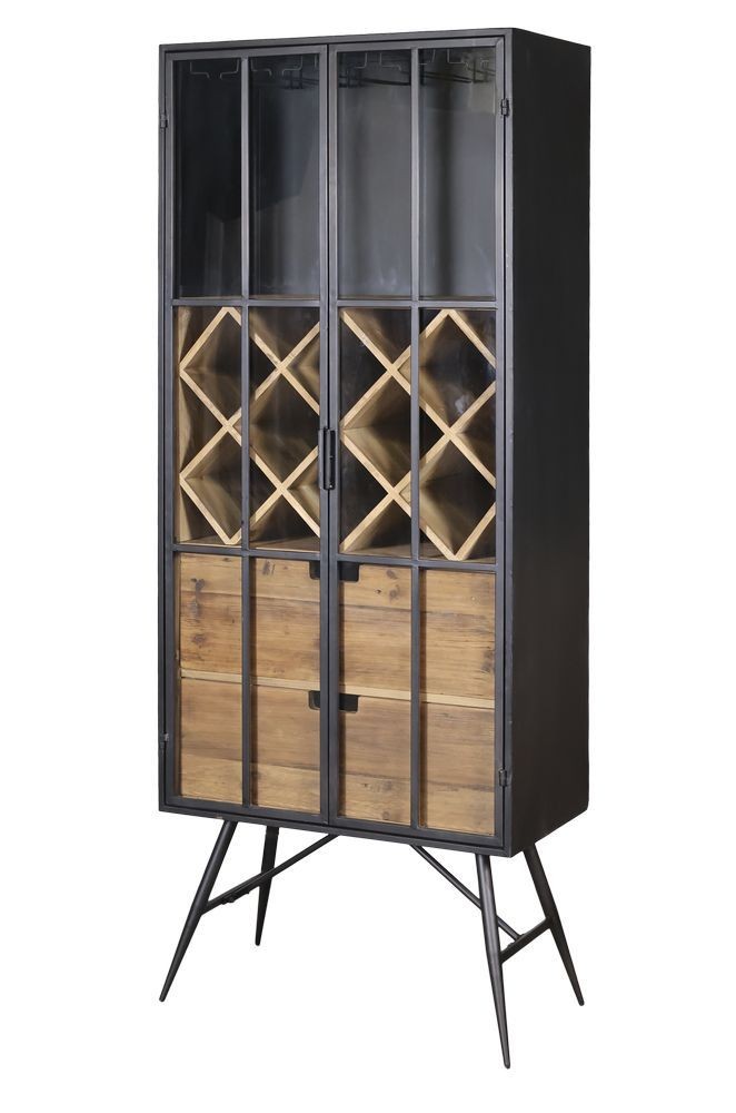 Černá antik kovová vitrína vinotéka Larisse - 65*36*170 cm  40059724