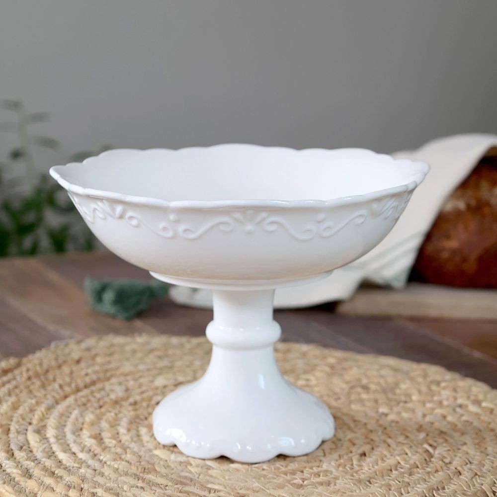 Porcelánová mísa na noze Provence lace - Ø 22*15 cm / 900ml Chic Antique Porcelánová mísa na noze Provence lace - Ø 22*15 cm / 900ml Chic Antique