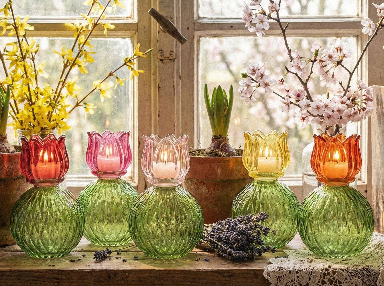 5ks barevný mix skleněný svícen/ váza tulipán Love Tulip - Ø 11*17 cm daan kromhout 5ks barevný mix skleněný svícen/ váza tulipán Love Tulip - Ø 11*17 cm daan kromhout
