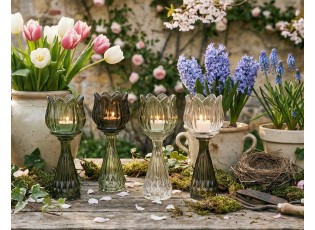 4ks zelený mix skleněný svícen/ váza tulipán Love Tulip - Ø 7*18cm