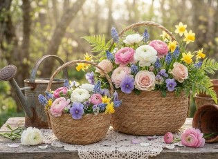 2ks košík květináč z mořské trávy Laos - Ø27*15 / Ø19*13 cm