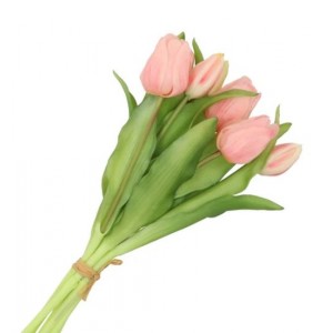 Kytice 7ks růžových realistických tulipánů Tulips - 17*30 cm