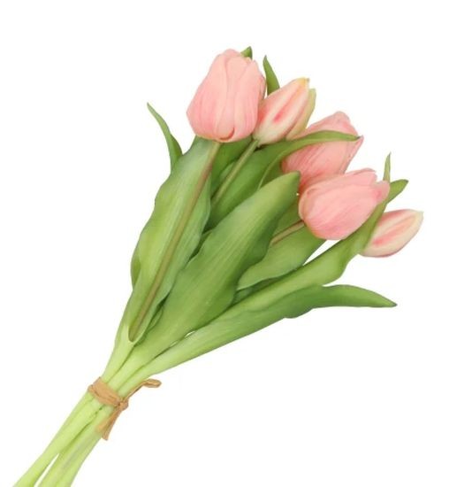 Kytice 7ks růžových realistických tulipánů Tulips - 17*30 cm 613777