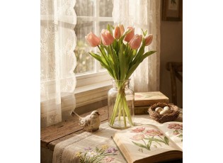 Kytice 7ks růžových realistických tulipánů Tulips - 17*30 cm