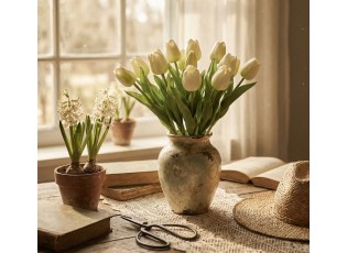 Kytice 7ks bílých realistických tulipánů Tulips - 17*30 cm