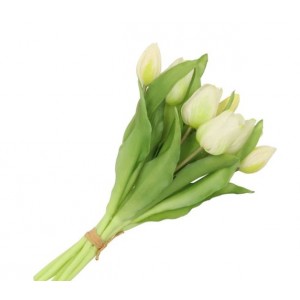 Kytice 7ks bílých realistických tulipánů Tulips - 17*30 cm