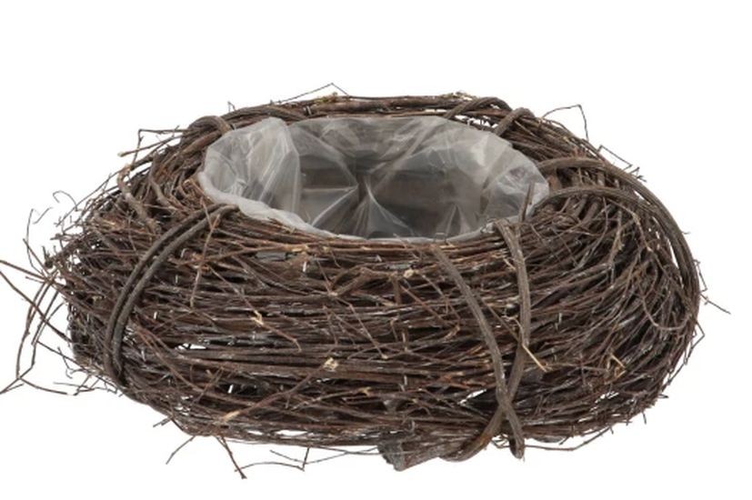 Šedý květináč věnec z jilmových větví Elm Branch - Ø 30*10 cm 770217