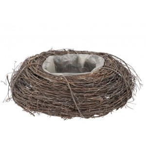 Šedý květináč věnec z jilmových větví Elm Branch - Ø 40*10 cm