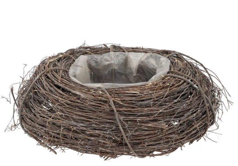 Šedý květináč věnec z jilmových větví Elm Branch - Ø 40*10 cm 770218