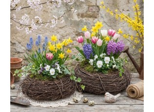 Šedý květináč věnec z jilmových větví Elm Branch - Ø 30*10 cm