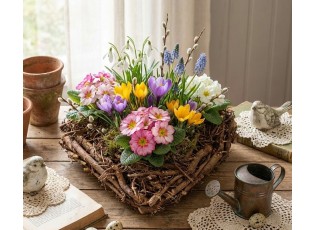 Hnědý květináč srdce z kořenů Root Wood - 40*10 cm