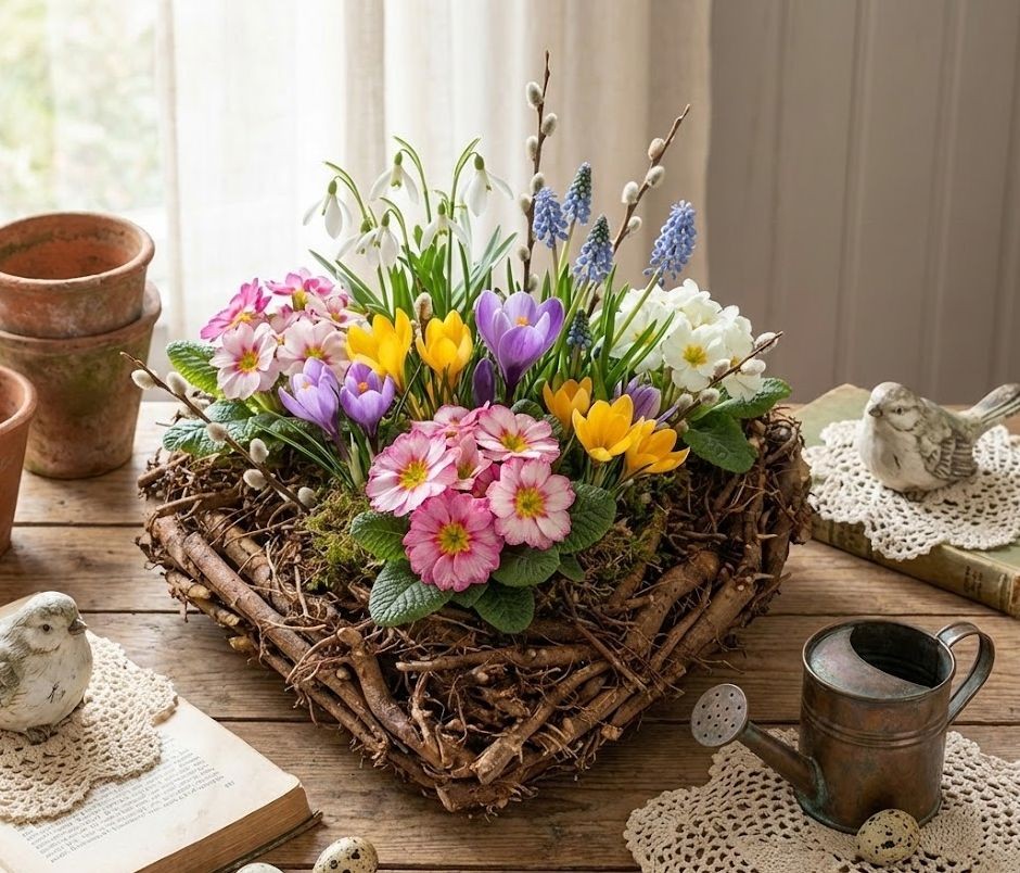 Hnědý květináč srdce z kořenů Root Wood - 40*10 cm