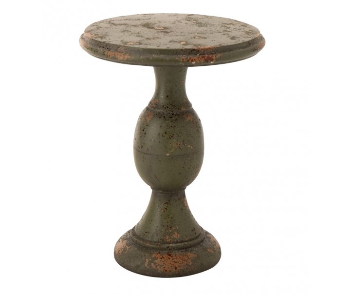 Zelený antik odkládací stůl Antiqou French - Ø 41*58 cm J-Line by Jolipa