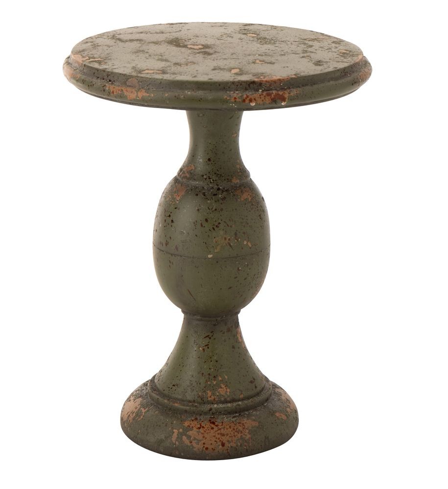Zelený antik odkládací stůl Antiqou - Ø 41*58 cm