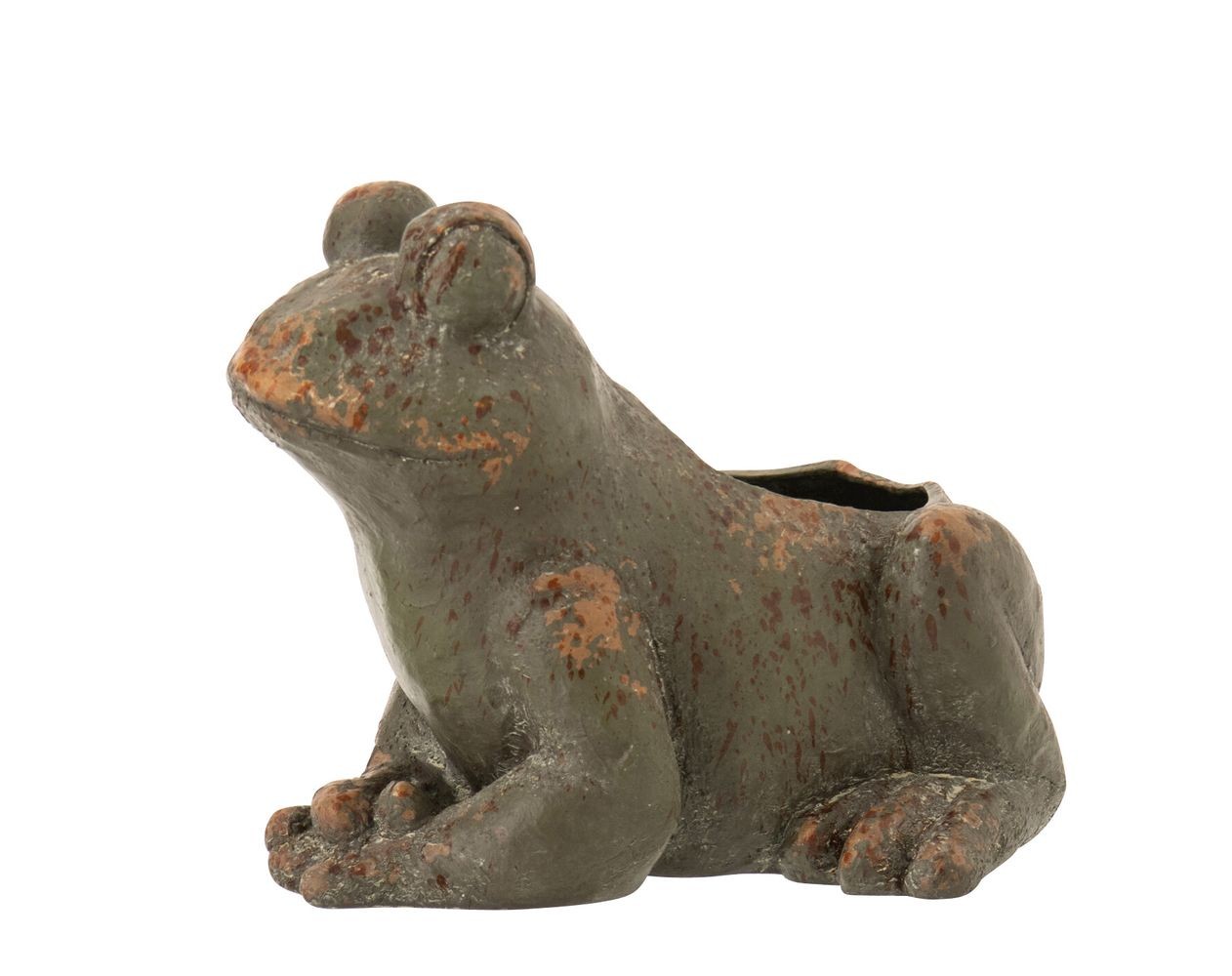 Zelený antik venkovní květináč žába Antiqou - 35*26*27 cm 60312