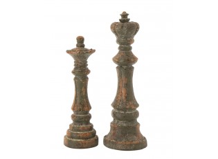 2ks zelená antik dekorace šachové figurky Antiqou - 15*15*51cm