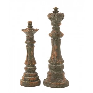 2ks zelená antik dekorace šachové figurky Antiqou - 15*15*51cm