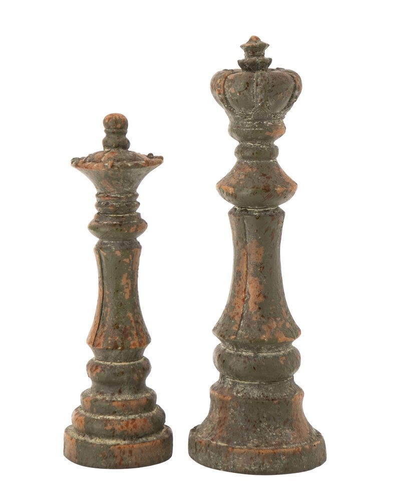 2ks zelená antik dekorace šachové figurky Antiqou - 15*15*51cm