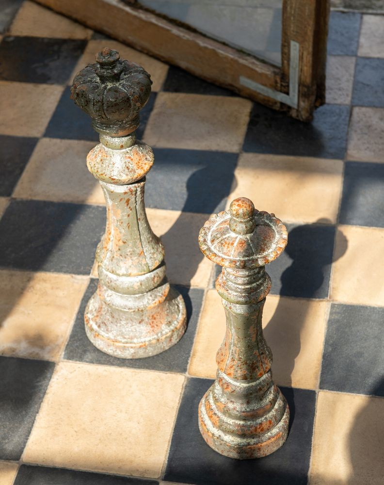 2ks zelená antik dekorace šachové figurky Antiqou - 15*15*51cm