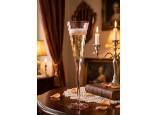 Růžová sklenička na šampaňské Oil transparent - Ø 7*28 cm