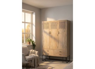 Dřevěná skříň se dveřmi a šuplíky Woven - 115*45*175cm