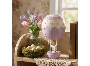 Fialová dekorace králík v balónu - Ø12*20 cm