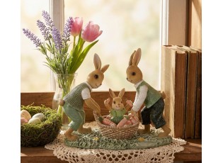 Dekorace králíčci s košíkem s mrkvemi - 17*7*14 cm