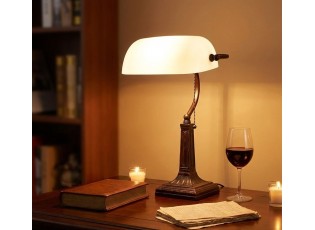 Bílá bankovní lampa tiffany Bank white - 26*16*40 cm E27/max 1*40W