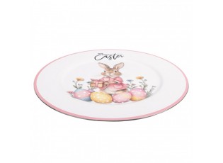 Dekorační plastový velikonoční talíř s králíčkem - Ø 33*1 cm