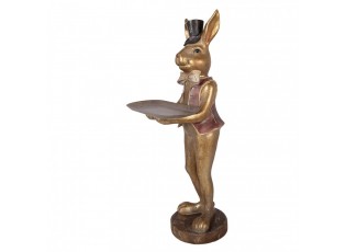 Zlatá antik dekorace králík s podnosem - 19*15*52 cm